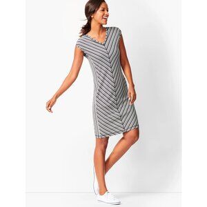 Talbots Black & White Chevron Striped Terry Shift Dress Size XL Spring Summer